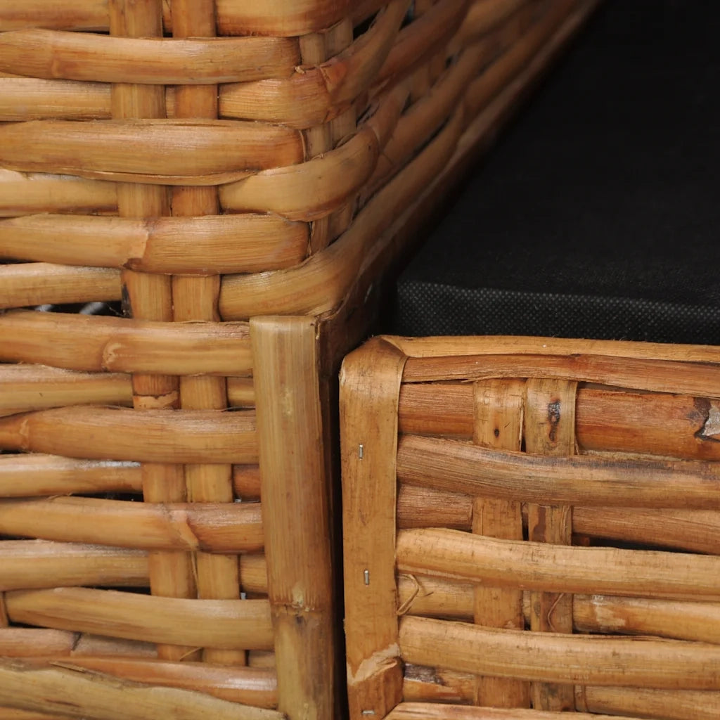 Divano Sedia-Poltrona con Cuscini Marrone in Rattan Naturale
