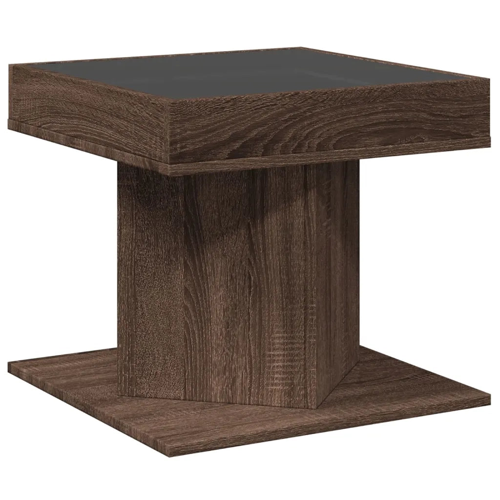 Tavolino Salotto con LED Rovere Marrone 50x50x45 cm Multistrato