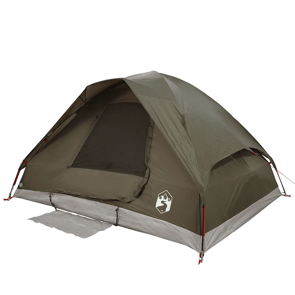 Tenda da Campeggio a Cupola per 4 Persone-Tenda per Escursionismo Marrone Impermeabile 694894