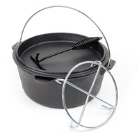Dutch Oven Forno Olandese con Pentola in ghisa 9l sottopentola e solleva coperchio per fuoco campeggio