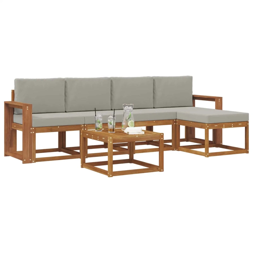 Set di divani da esterno 6 pcs Grigio Naturale e Chiaro 3366294
