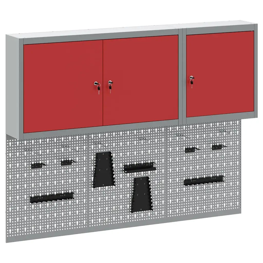 Set di armadi per attrezzi con lo scaffale 5 pcs Rosso 3321401