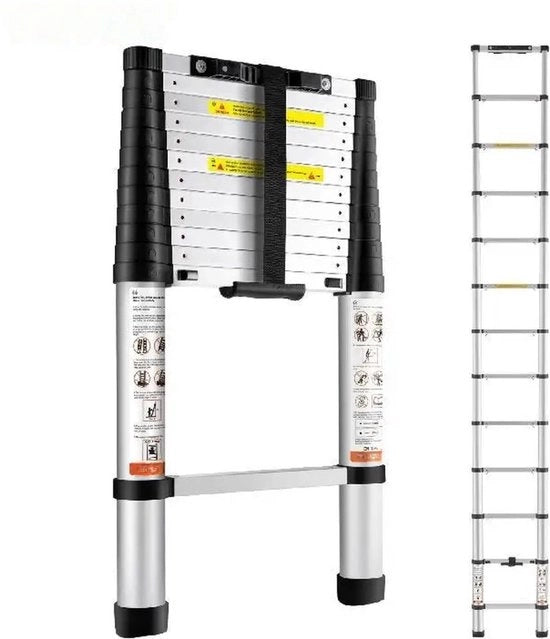 Ladder a scorrimento - Scala telescopica - 3,2m - 170 kg di carico - Ladder estensibile - Facile da trasportare