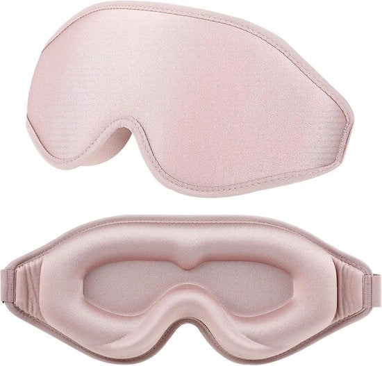 Slaapmasker in seta - maschera 3D stereo per gli occhi - confortevole e regolabile - 1 pezzo - rosa - seta