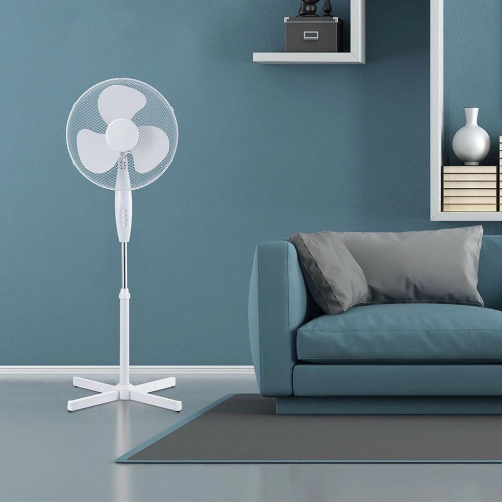 V-TAC VT-4016-3 VENTILATORE A PIANTANA 40W 3 PALE IN PLASTICA COLORE BIANCO ALTEZZA 1200MM - SKU 7922 - V-TAC