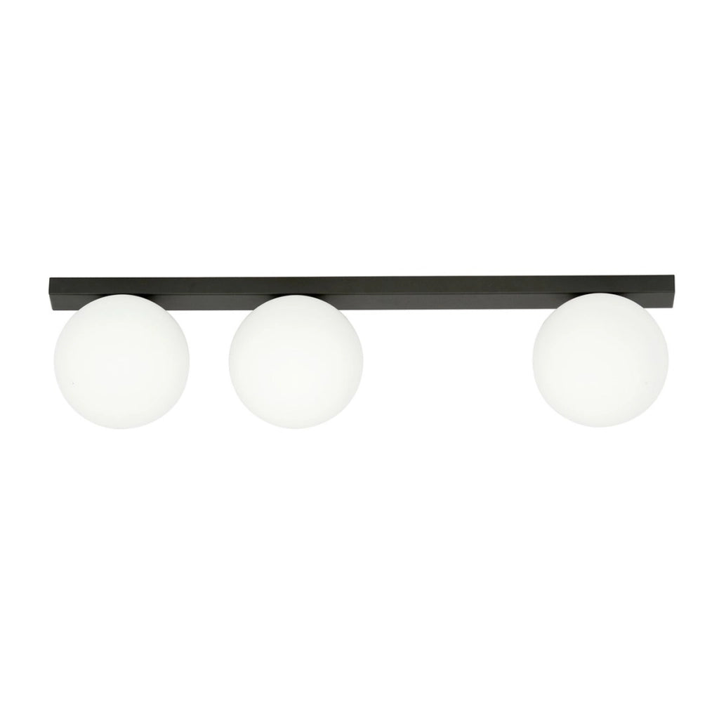 Lampada da soffitto FIT in acciaio nero opaco e vetro opalino