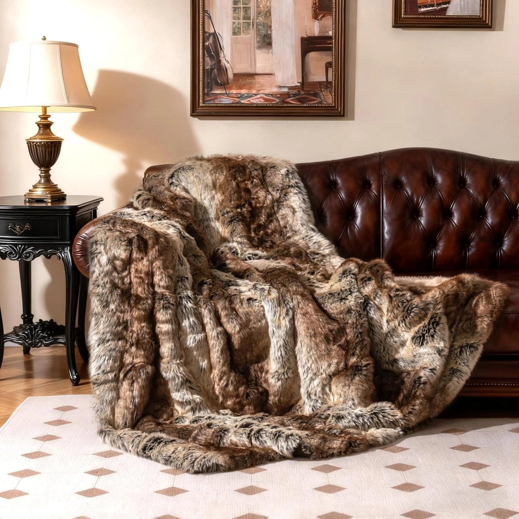 Pelosa per Letto Matrimoniale, Coperta in Pelliccia Sintetica Morbida e Soffice, Plaid di Lusso Spesso Caldo per Letto, Divano, 153 x 203 cm