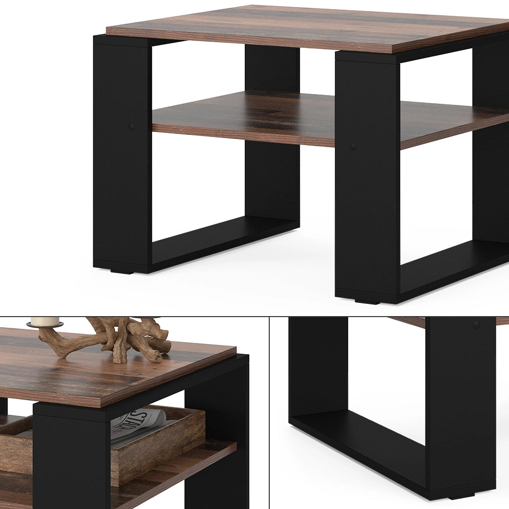 Vicco Tavolino da salotto Legno antico 65.6 x 55,8 cm con ripiano