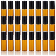 Roll-on Flessi 24 x 5ml - Bicchieri in Vetro Scuro - Per Olio Essenziale - Profumo - Lozione - Roller in Acciaio Inossidabile 304 di Alta Qualità