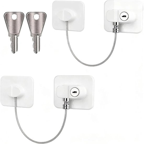 Set di 2 Chiavistelli per Porte Sicuri senza Foratura, Chiavistello di Sicurezza Adesivo per Frigorifero, Finestra e Cassetti, Ideale per Bambini e Animali di Famiglia