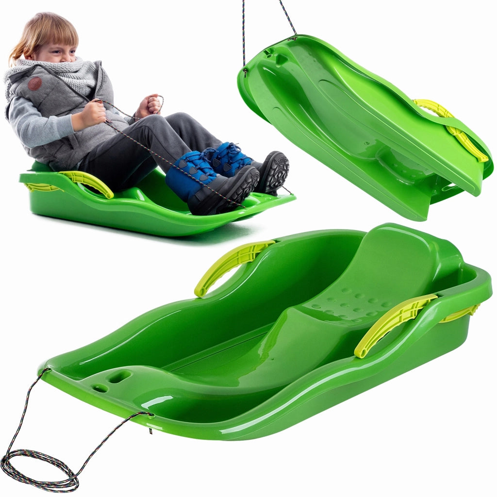 KADAX Slittino con freno e schienale in plastica, grande, con corda
