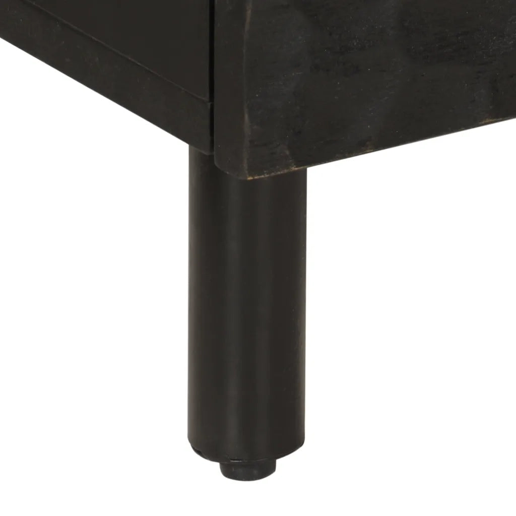 Comodini 2pz Neri 40x33x46 cm in Legno Massello di Mango 356816