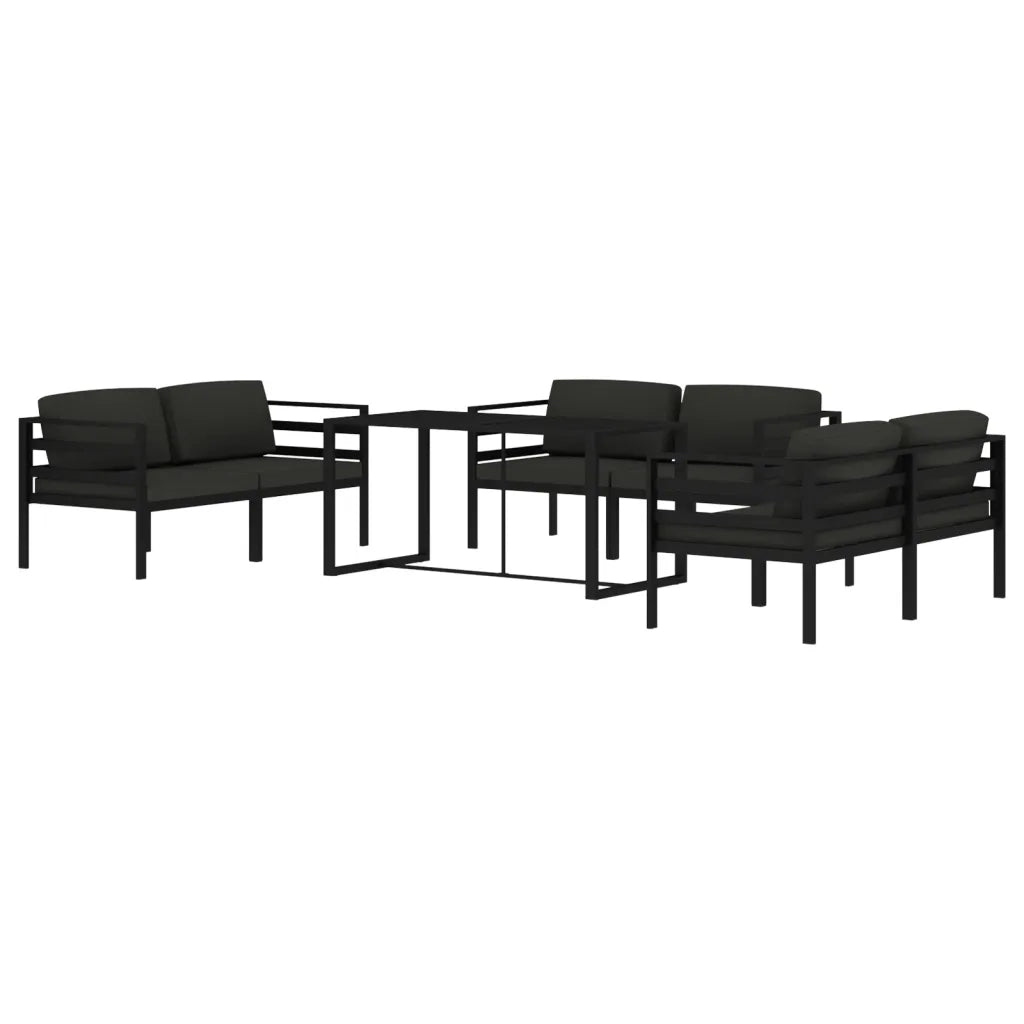 Set Divani da Giardino 7 pz con Cuscini in Alluminio Antracite 3115929