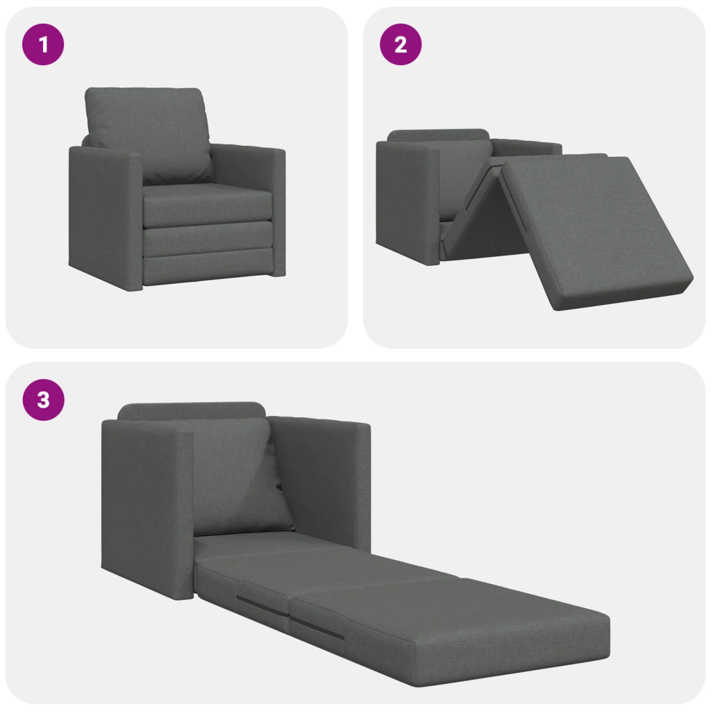 Sofa Bed Flooor 2-in-1 Grigio Scuro 74x77x81 cm Tessuto