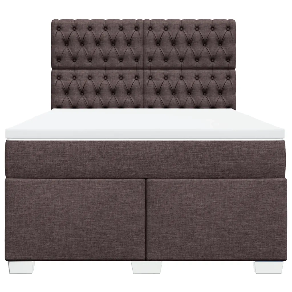Giroletto a Molle con Materasso Marrone Scuro 140x200cm Tessuto