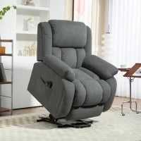 Poltrona Alzapersona Massaggiante e Reclinabile con 2 Tasche e Telecomando, 93x104x105 cm, Grigio