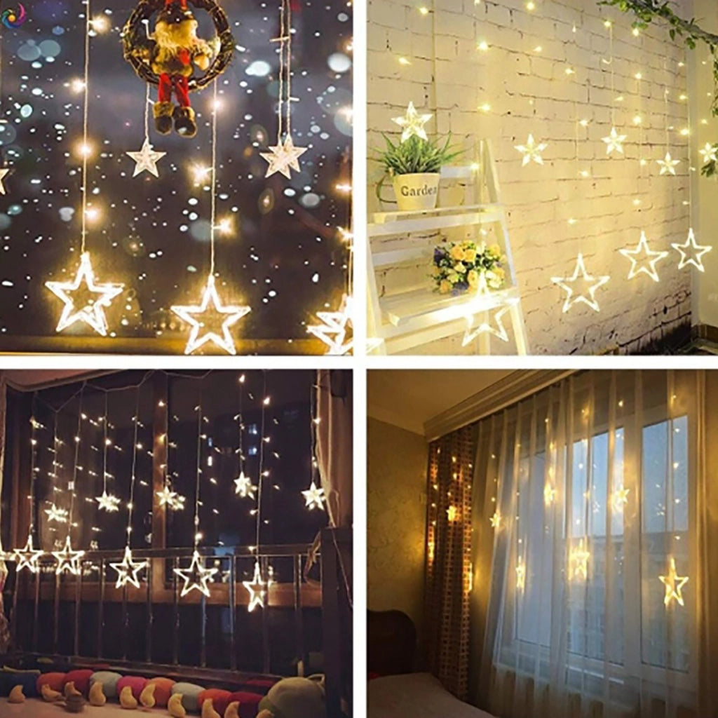 CATENA LUMINOSA STELLA LUCE BIANCO CALDO STELLE LUCI LED NATALE FESTE ADDOBBI