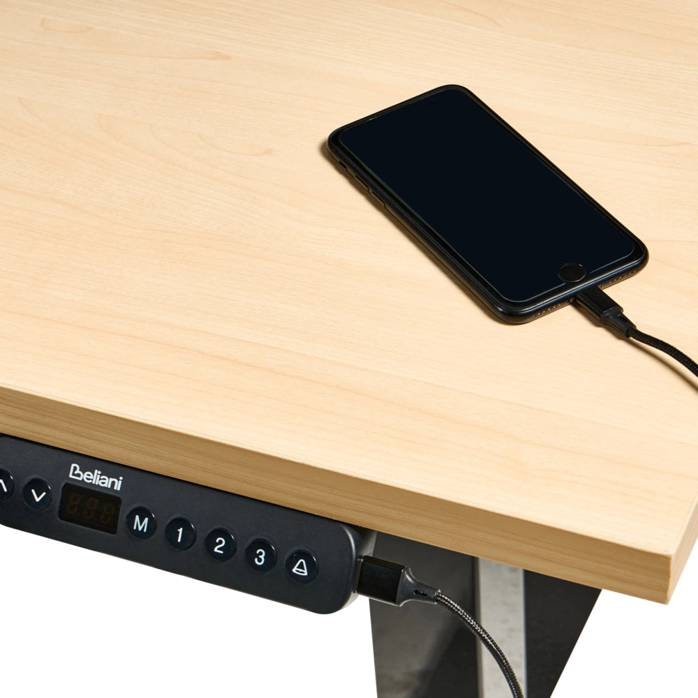 Scrivania regolabile in altezza elettricamente nero 120 x 60 cm Struttura in acciaio verniciato a polvere