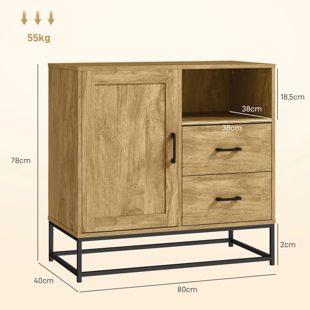 Buffet con 2 cassetti e ripiano regolabile ¨C zephmum ¨C 80x40x78 cm naturale