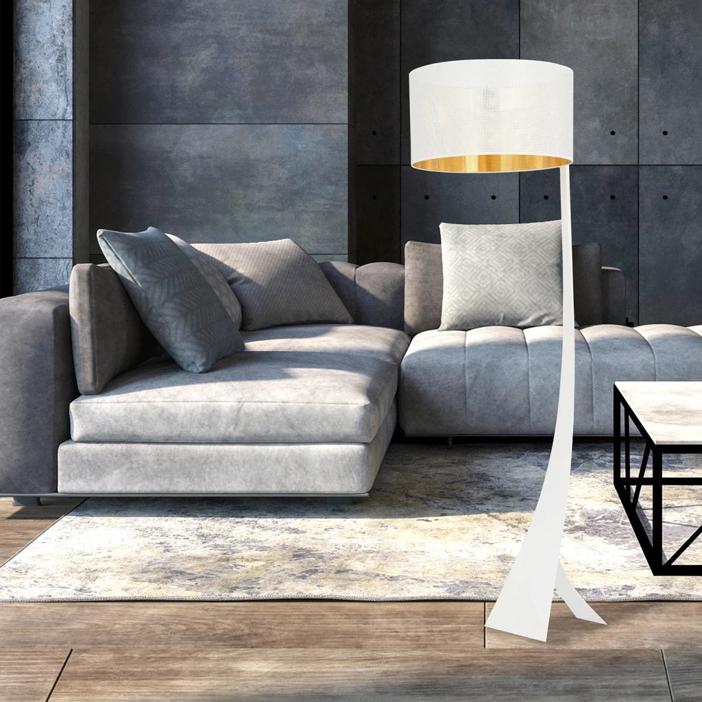 Piantana Contemporaneo Indra Acciaio Nero Bianco 1 Luce E27 Ip20