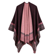 Sciarpa calda da donna a righe, piccola e quadrata, in cashmere e acrilico.
