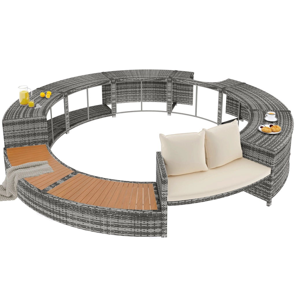 Set Lounge da Giardino con Divano Angolare e Cuscini ¨C Xylo ¨C Polyrattan, per Terrazza e Piscina