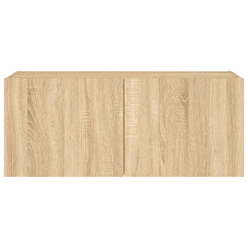 Mobile TV a Parete con Luci LED Rovere Sonoma 100x35x41 cm 837325