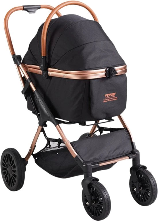 Buggia per cani - Buggia pieghevole - per cani - gatti - animali domestici - passeggino - contenitore di stoccaggio - carrello per spese - nero