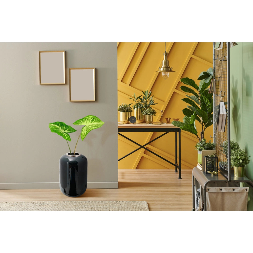 Vaso decorativo Art Deco 275 in ferro verde scuro e argento