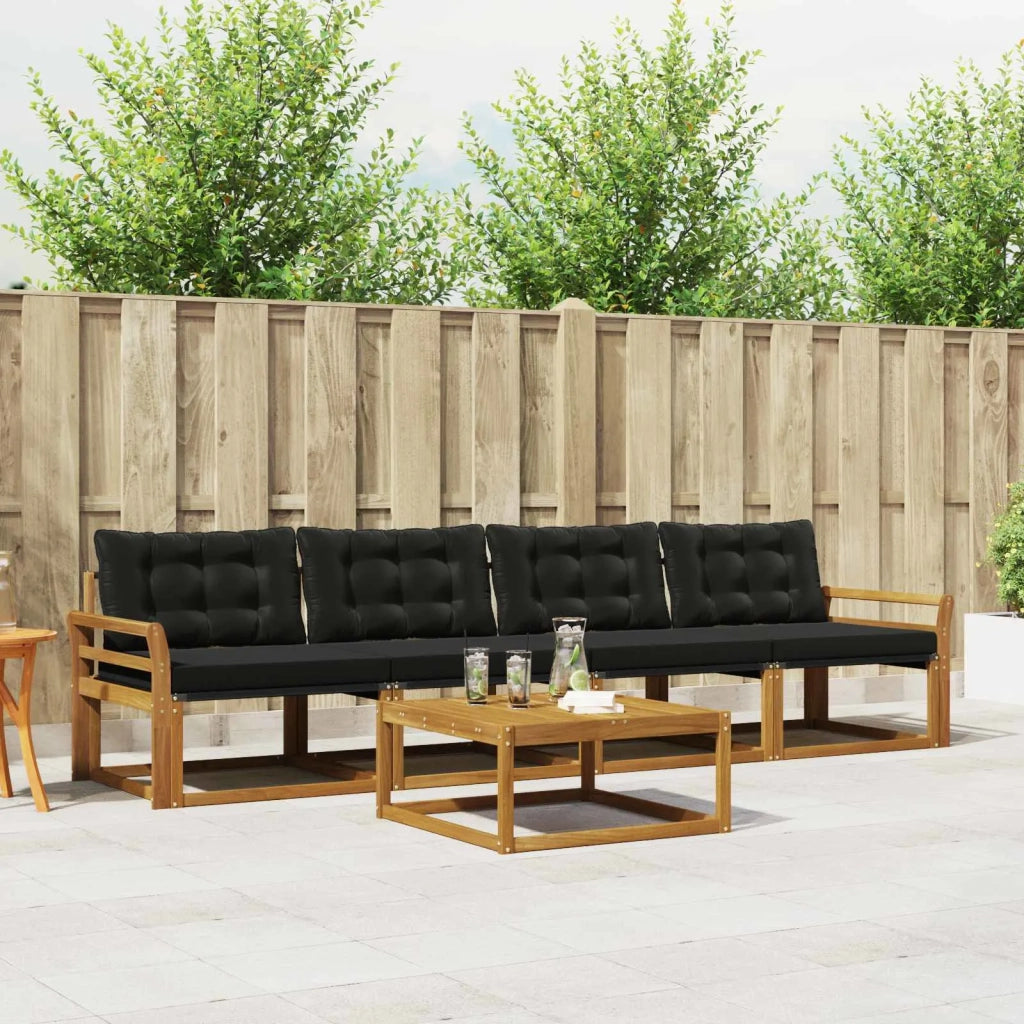 Set di divani da esterno con cuscino 5 pcs Naturale e Nero 3369171