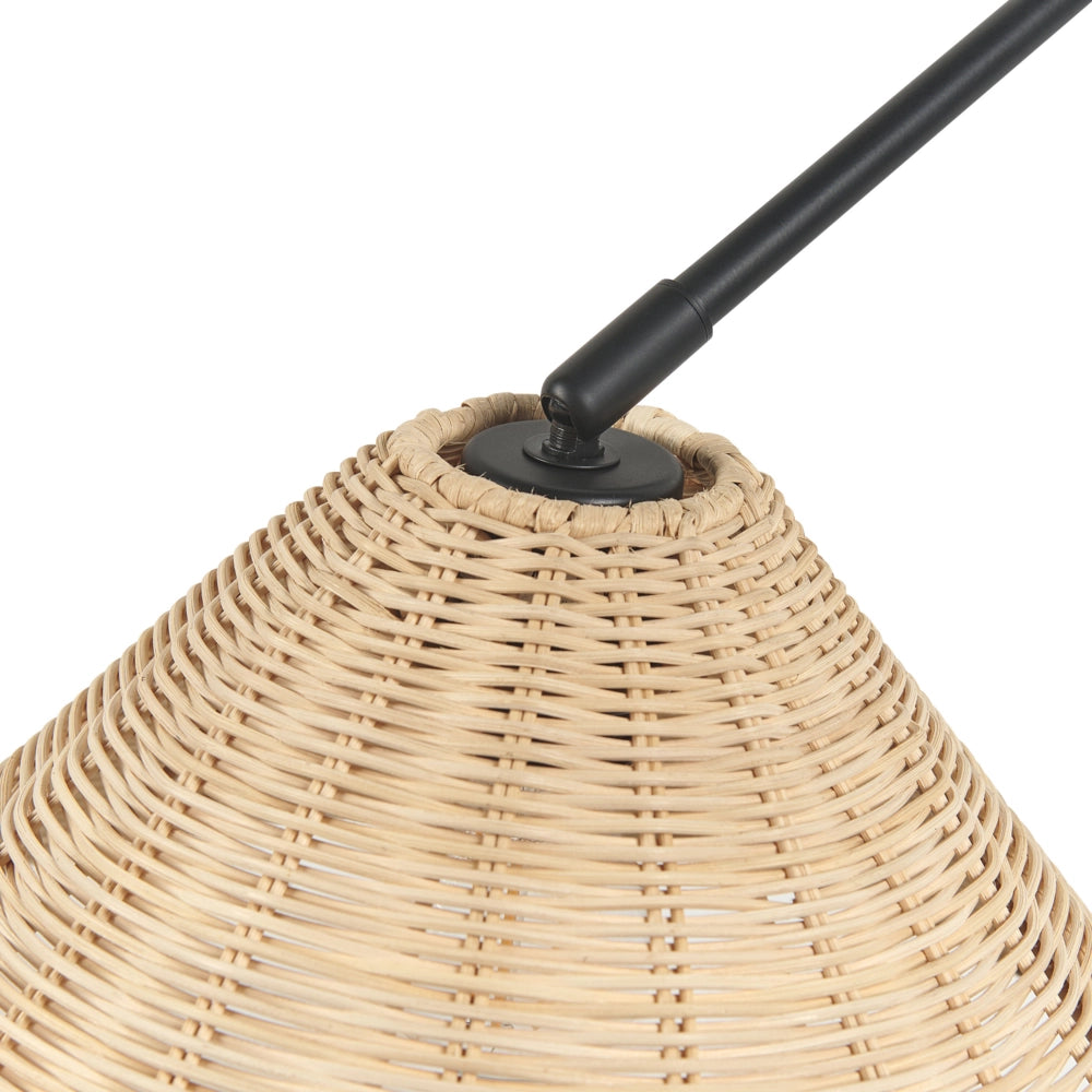 Lampada da parete in rattan naturale con paralume a cono da 33 cm Comodino Luce Camera da letto Soggiorno Boho Rustico