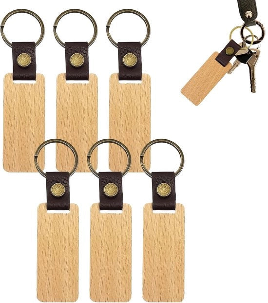 Sostituto di Chiave in Legno - 6 Pezzi - Personalizzato - Fai da Te - Legno di Betulla di Alta Qualità - Leggero e Robusto - Sostituto di Chiave Personalizzato