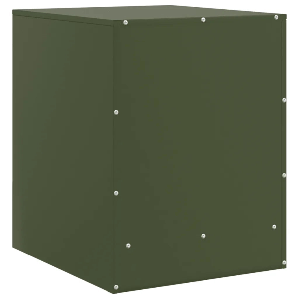 Set di 2 Comodini | Armadio da Notte | Mobiletto da notte Verde Oliva 34,5x39x44 cm in Acciaio