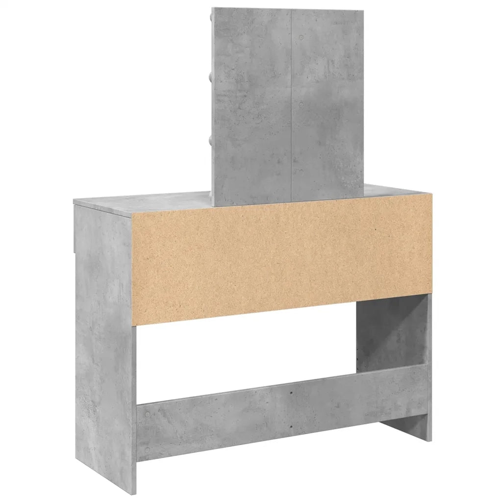 Toeletta | Tavolo da Trucco con LED Grigio Cemento 100x40x130 cm