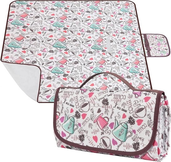 Panno da picnic impermeabile - grande 200 x 200 cm - trasportabile e lavabile - senza sabbia con maniglia di trasporto - isolato per campeggio e barbecue
