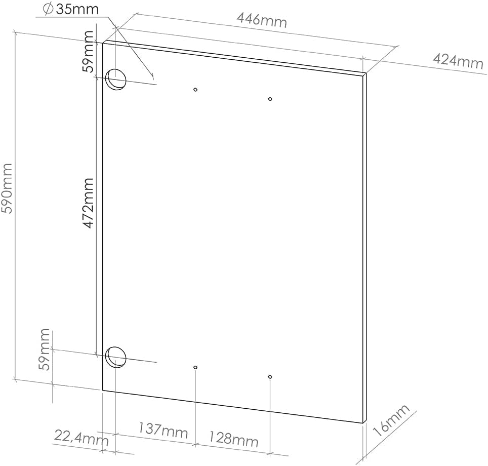 Frontale cucina R-Line, Antracite casa di campagna, 44.6 x 59 cm frontale del mobile per pensile