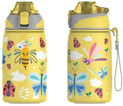Bottiglia per bevande per bambini in acciaio inossidabile 400ML - apertura 1-click, termos per bevande libere da BPA, adatta per bevande gassate, termos per bambini per bambini di età prescolare, scuola, viaggi