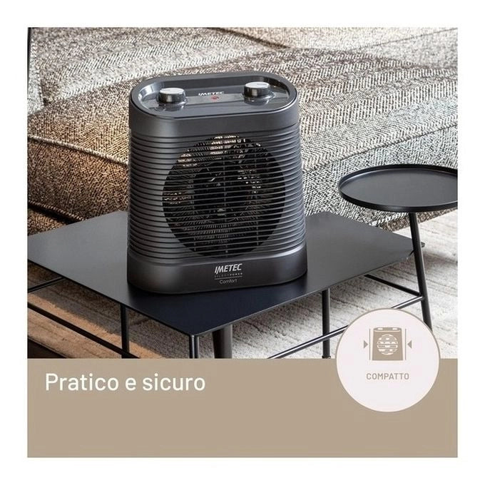 Imetec Silent Power Comfort, termoventilatore silenzioso e compatto, stufetta elettrica, 2100 w, 4 funzioni, termostato ambiente e di sicurezza, funzione antigelo, maniglia