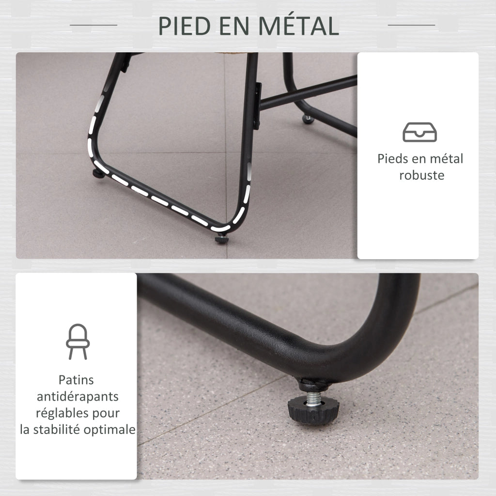 Poltrona da giardino con poggiapiedi in resina rattan e cuscini ¨C zephmum ¨C naturale