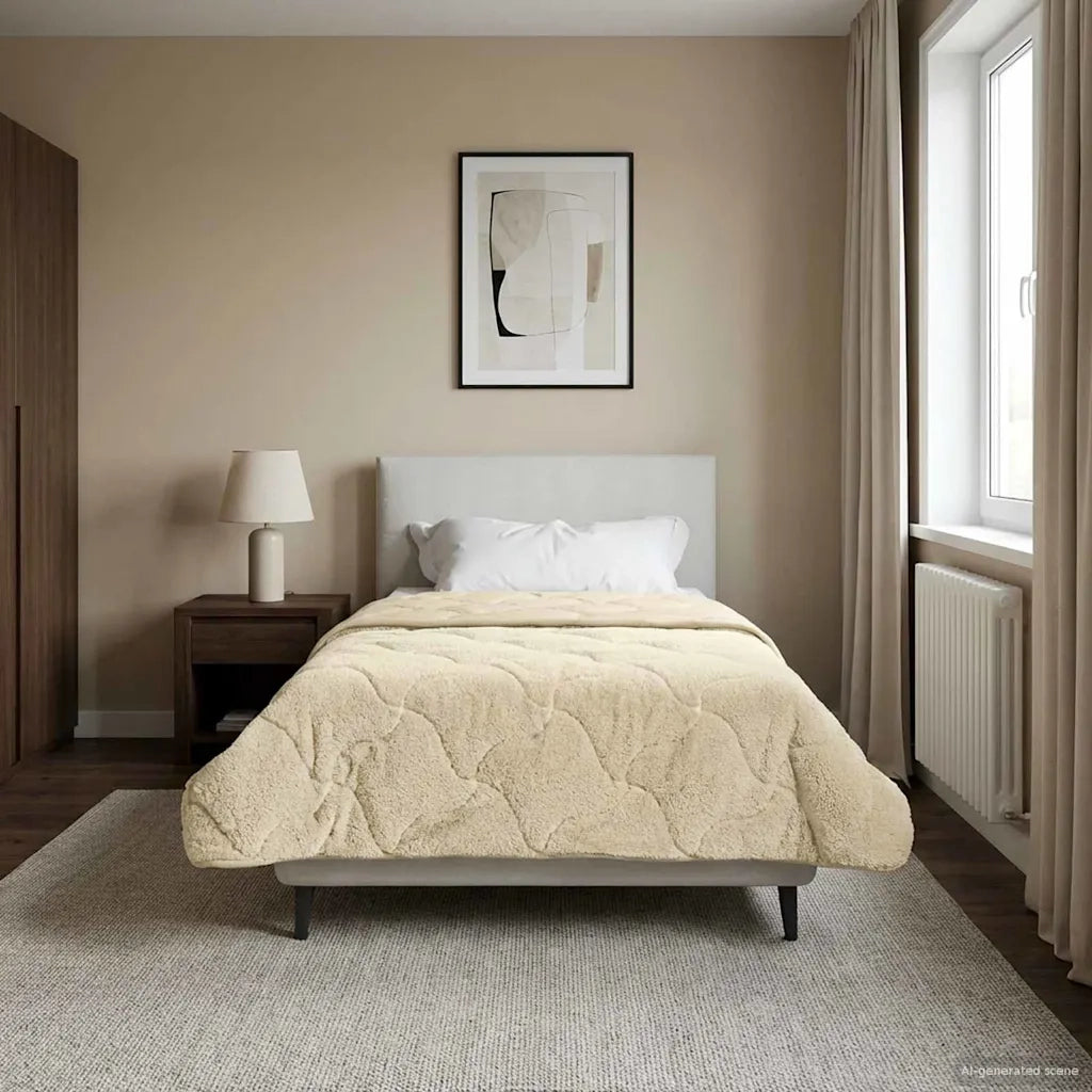 Duvet Invernale Crema 140 x 200 cm Microfibra e Fleece Teddy 42026362