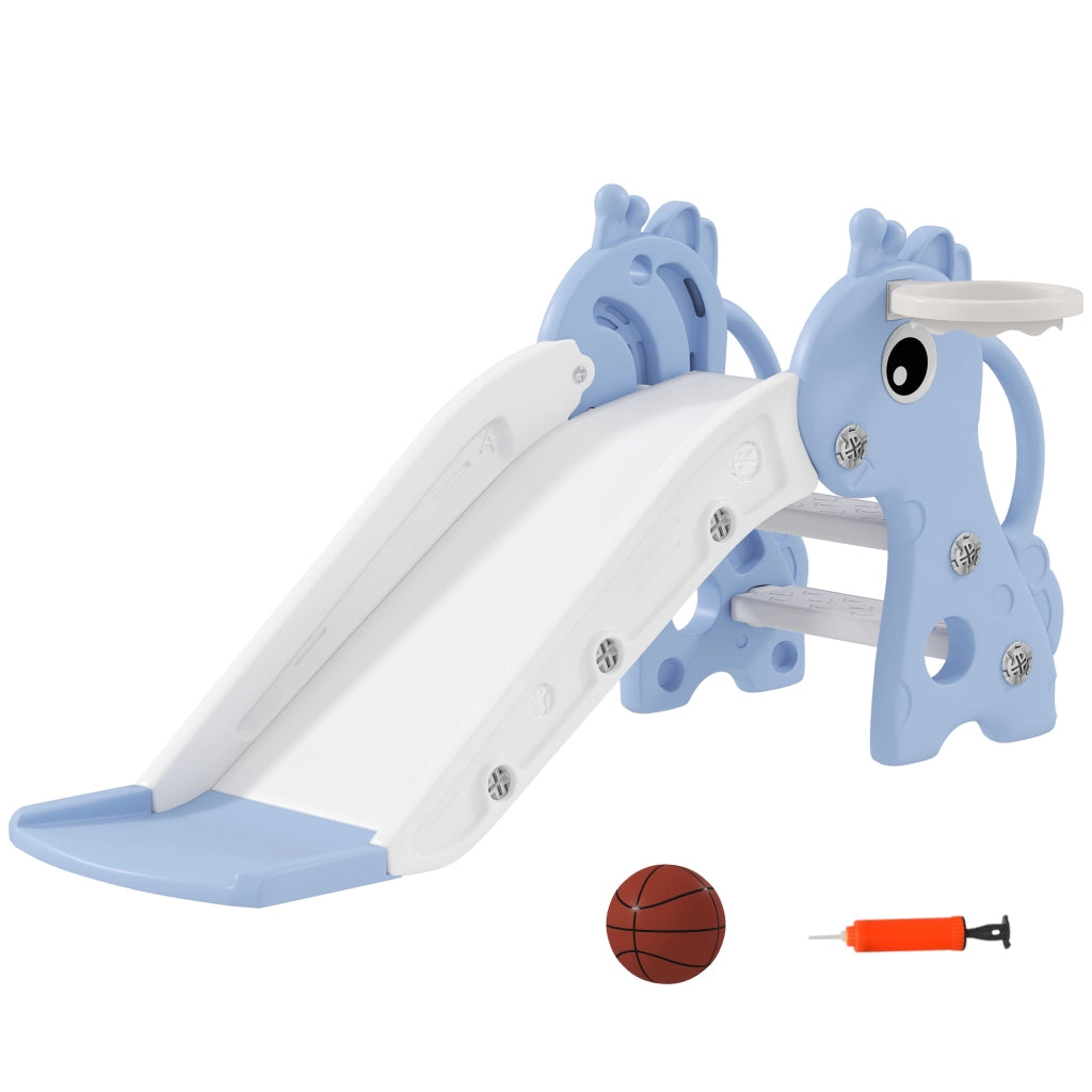 Casetta per bambini con scivolo e cesto da basket ¨C zephmum ¨C Blu