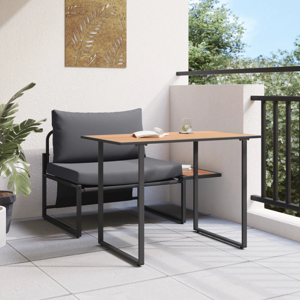 Set da Pranzo da Giardino a 2 Pezzi con Poltrona Singola e Cuscini Antracite