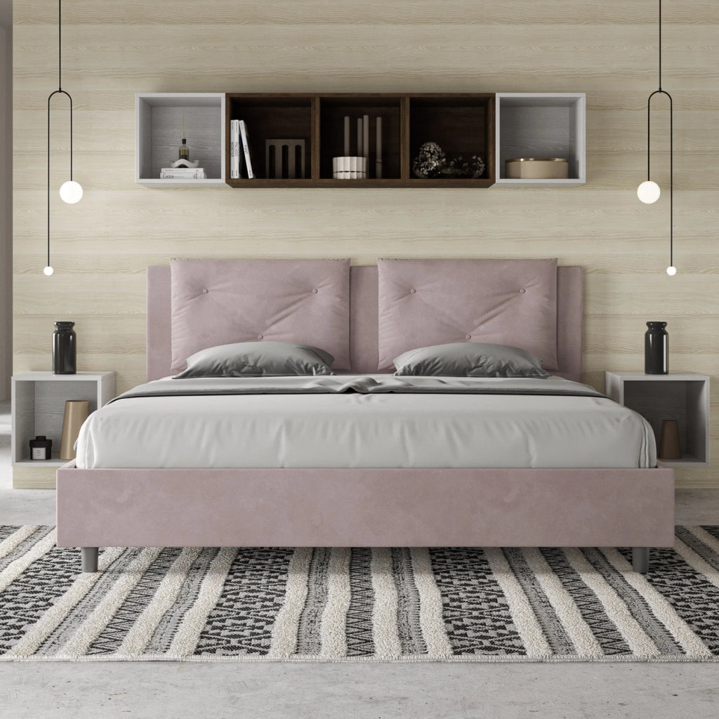 BS COM Letto contenitore imbottito 180x190 microfibra glicine