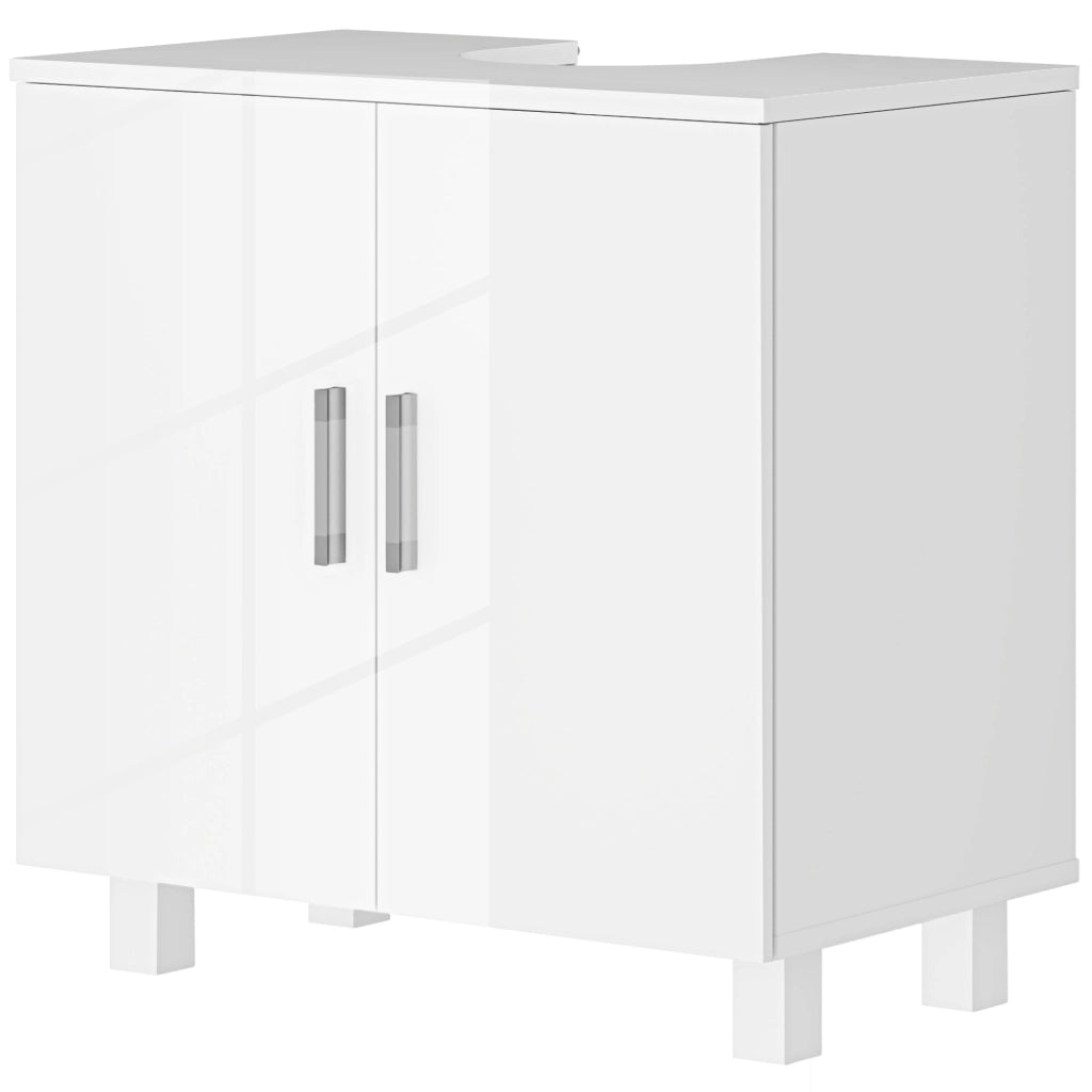 Mobile Sotto Lavabo Bagno a 2 Ante con Ripiano Centrale, in MDF, 60x35x60 cm, Bianco