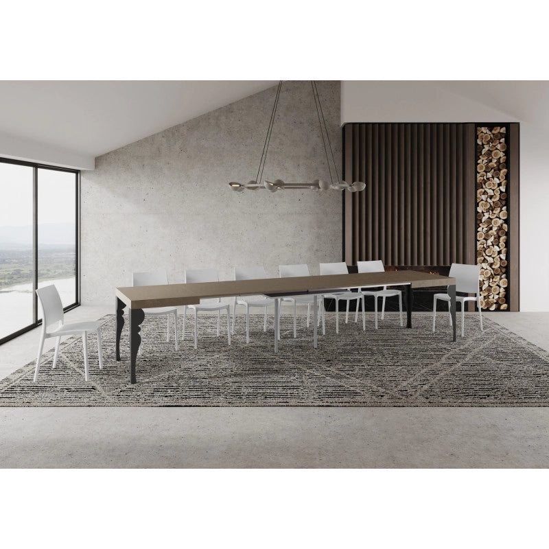 Tavolo allungabile 120/380x90 cm Paxon telaio Antracite - Tortora