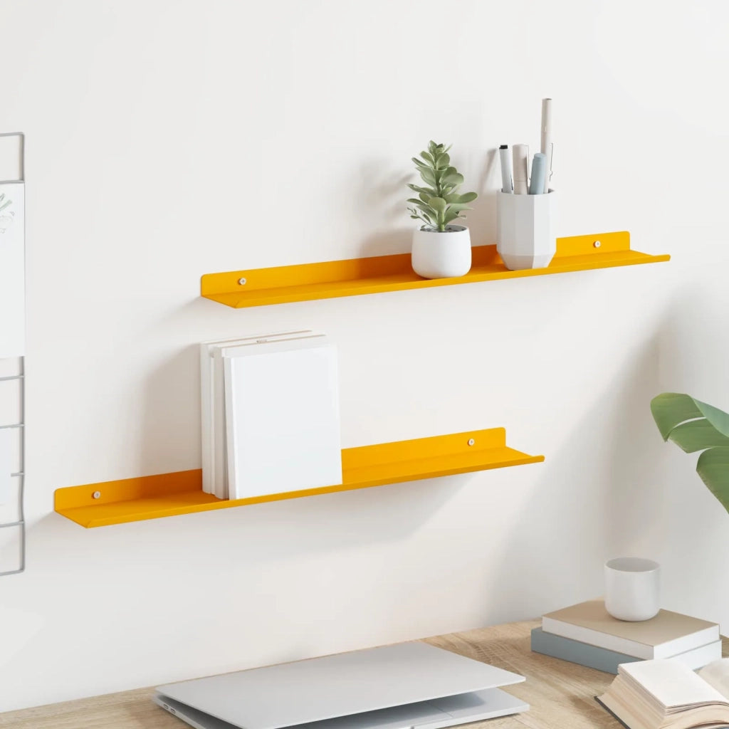 Mensola sospesa 2 pcs Giallo senape 60 x 8,5 x 2,5 cm Acciaio