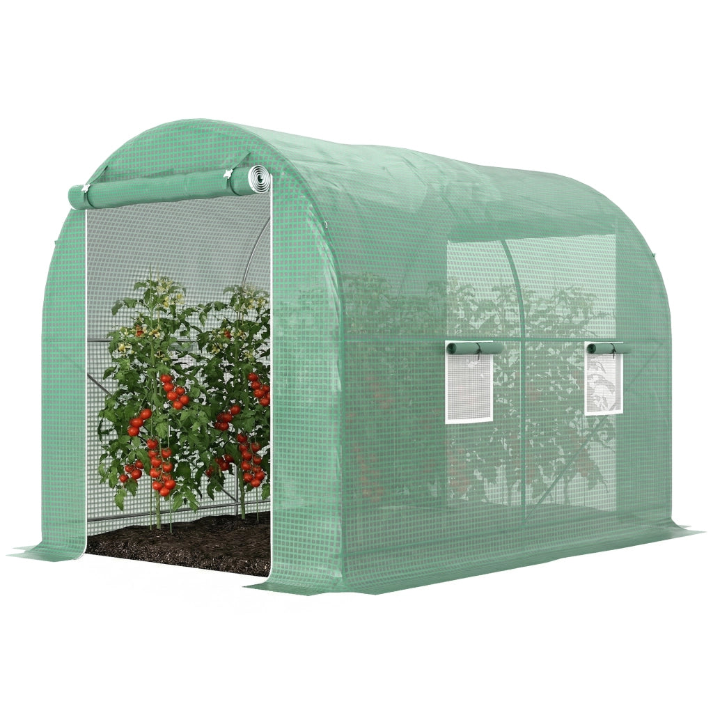 Serra Tunnel da Giardino 6 m2 - Xylo - Telaio Tubolare Verde con Porta e 4 Finestre