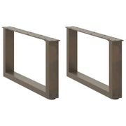 Set di 2 gambe robuste per tavolino da caffè a forma di U 70 x 30 cm con piedini regolabili stile moderno acciaio naturale 02_0057387