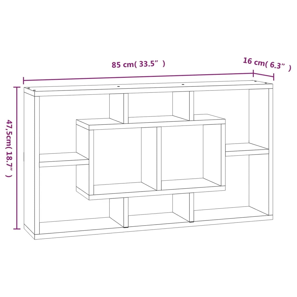 Scaffale a Muro 8 Scomparti Nero 342589