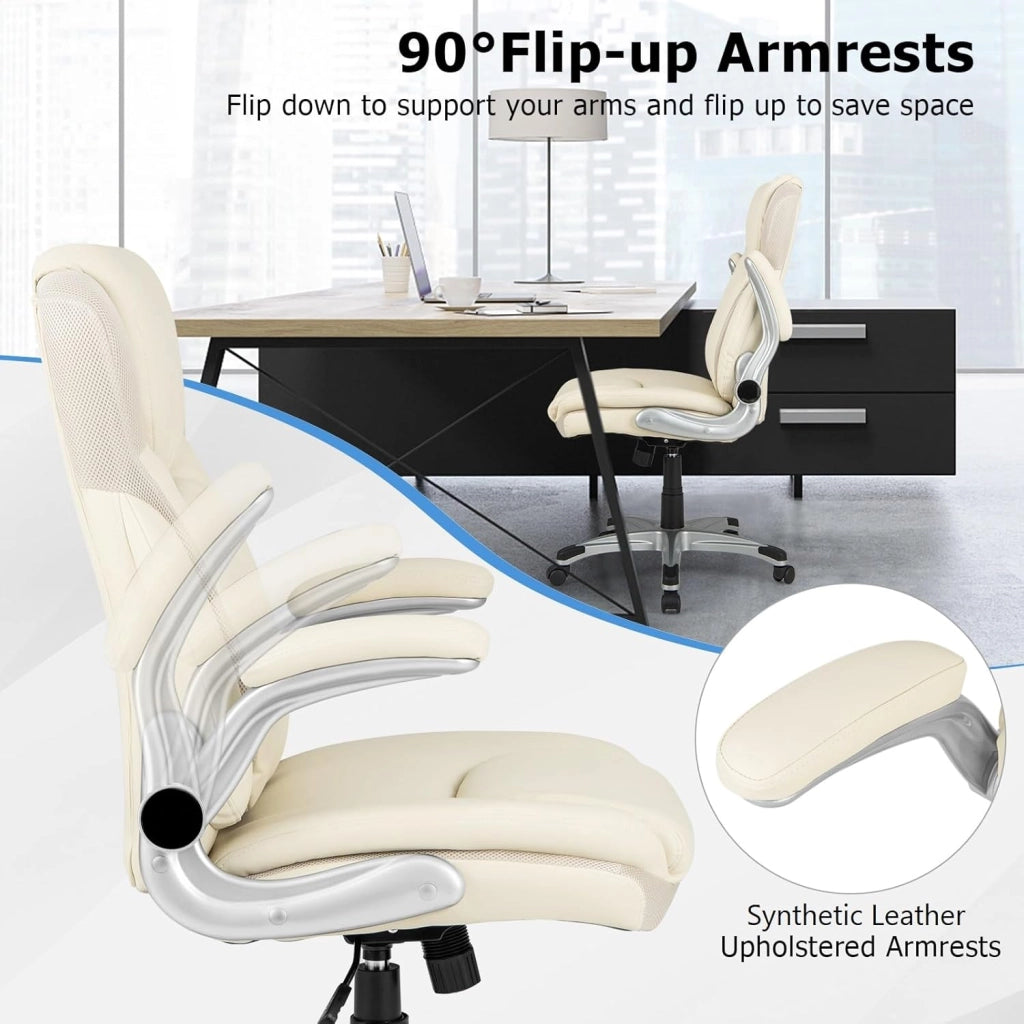 Sedia da ufficio ergonomica con altezza regolabile (49-59 cm), braccioli, schienale e funzione altalena, sedia per computer con rotella girevole a 360 gradi per casa e ufficio, FE43880ZKDE